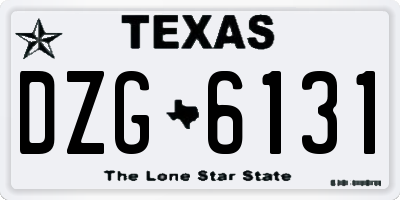 TX license plate DZG6131