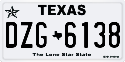 TX license plate DZG6138