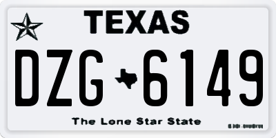 TX license plate DZG6149