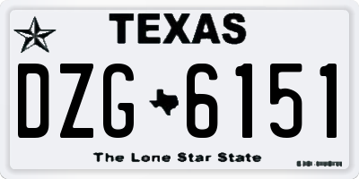 TX license plate DZG6151