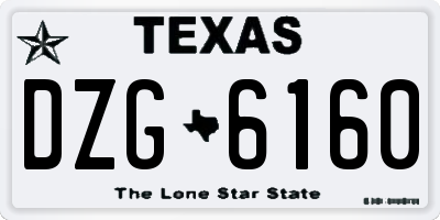 TX license plate DZG6160
