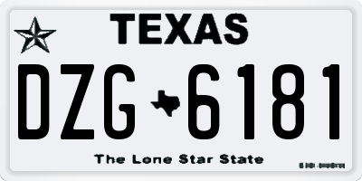 TX license plate DZG6181