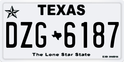 TX license plate DZG6187