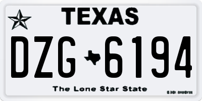 TX license plate DZG6194