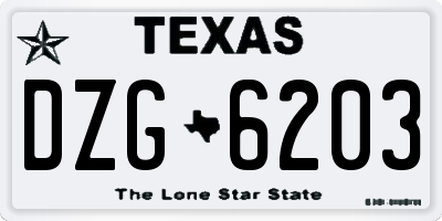 TX license plate DZG6203