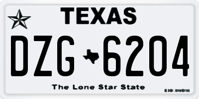 TX license plate DZG6204