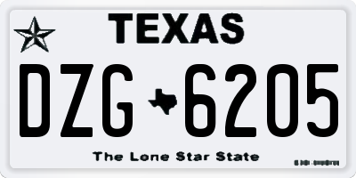 TX license plate DZG6205