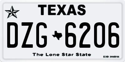 TX license plate DZG6206