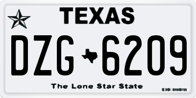 TX license plate DZG6209