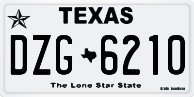 TX license plate DZG6210
