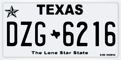 TX license plate DZG6216