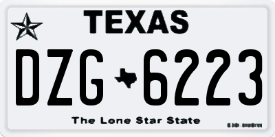 TX license plate DZG6223