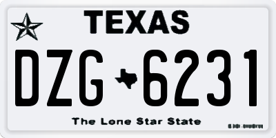 TX license plate DZG6231