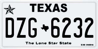 TX license plate DZG6232