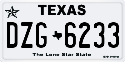 TX license plate DZG6233