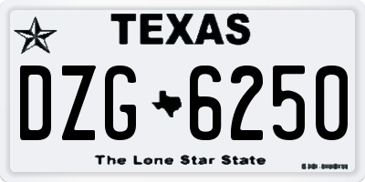 TX license plate DZG6250
