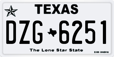 TX license plate DZG6251