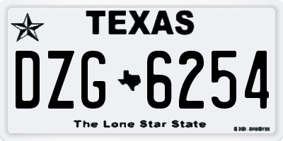 TX license plate DZG6254