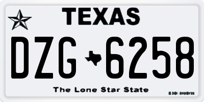 TX license plate DZG6258