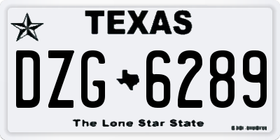 TX license plate DZG6289