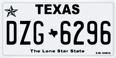 TX license plate DZG6296