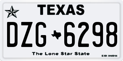 TX license plate DZG6298