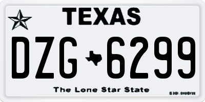 TX license plate DZG6299