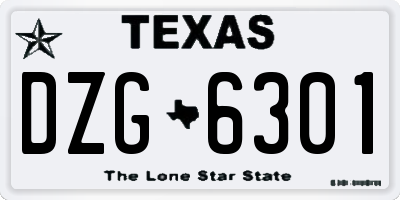 TX license plate DZG6301