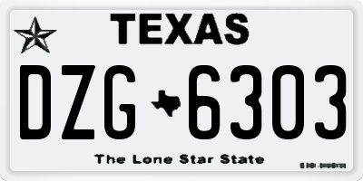 TX license plate DZG6303