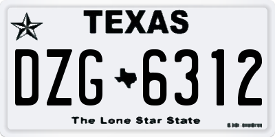 TX license plate DZG6312