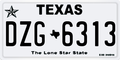 TX license plate DZG6313