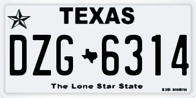 TX license plate DZG6314