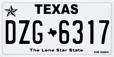 TX license plate DZG6317