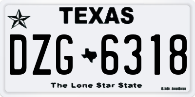 TX license plate DZG6318