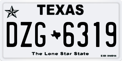 TX license plate DZG6319