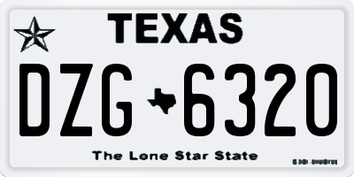 TX license plate DZG6320