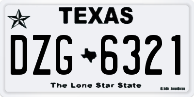 TX license plate DZG6321