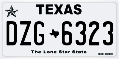 TX license plate DZG6323