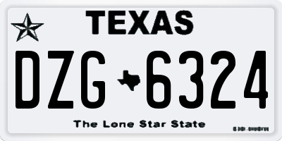 TX license plate DZG6324