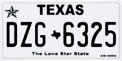 TX license plate DZG6325