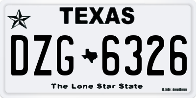 TX license plate DZG6326