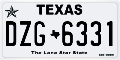 TX license plate DZG6331