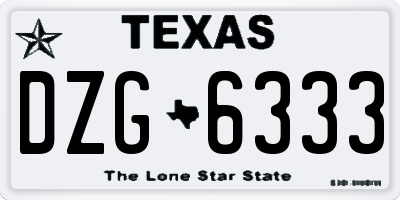 TX license plate DZG6333