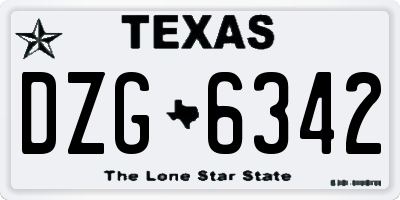 TX license plate DZG6342