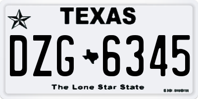 TX license plate DZG6345