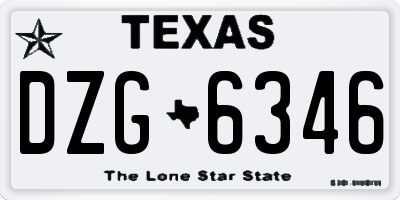 TX license plate DZG6346
