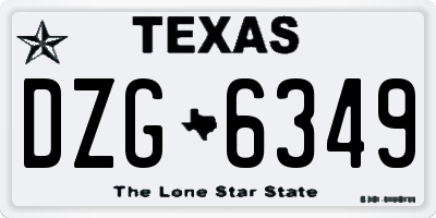 TX license plate DZG6349