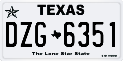 TX license plate DZG6351