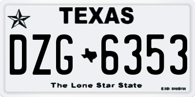 TX license plate DZG6353