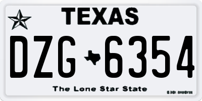 TX license plate DZG6354